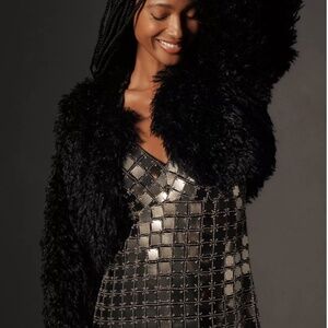 Anthropologie Avec Les Filles Cropped Furry Bolero Jacket Size L New With Tags